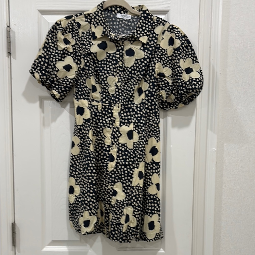 Black and Cream Floral Dress